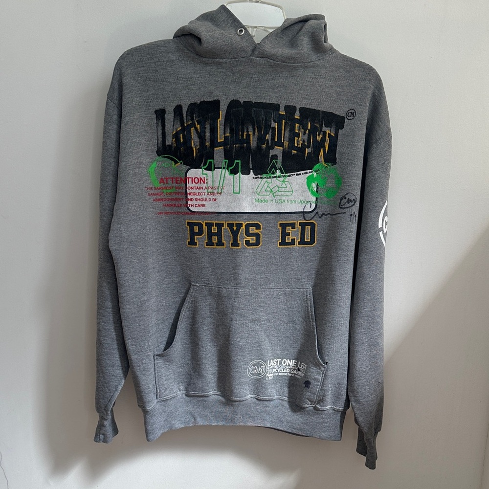 Last One Left Gray Graphic Hoodie Mens M
